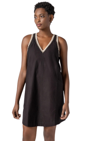 Crochet Trim Dress, Black
