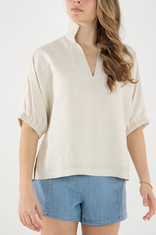 Poppy Top, Sandshell Linen