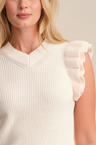Faye Ruffle Top, Sea Salt