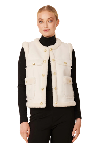 Coco Faux Shearling Vest, Cream