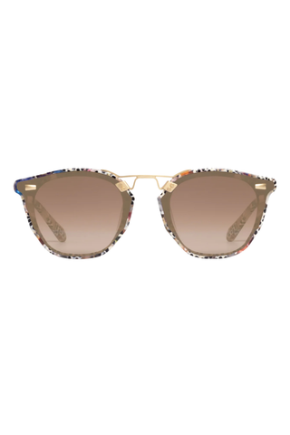 KREWE Beau Nylon Sunglasses in Granita featuring mirrored amber gradient lenses, multicolored acetate frames, and 18K gold hardware
