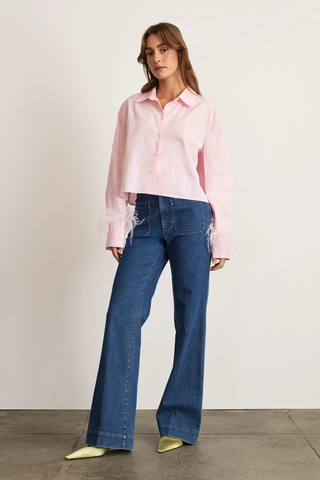 Largaux Feather Top, Baby Pink