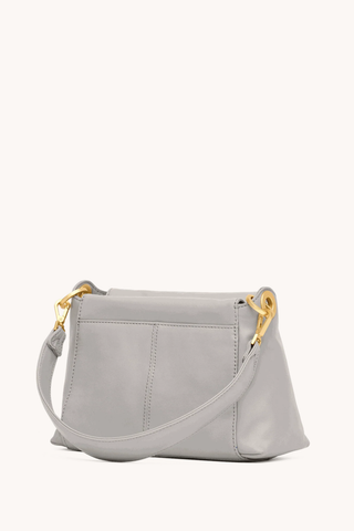 Stormy grey pebbled leather medium handbag with brushed gold hardware by Hammitt