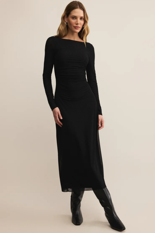 Spellbound Mesh Midi Dress, Black