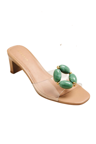 Jessy Beaded Mules, Green