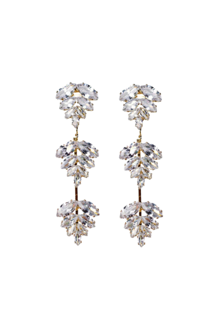 Gold Palm Diamond Drop Earrings