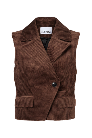 Seersucker Corduroy Vest, Chicory Coffee