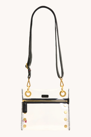 Tony Sml Clear Handbag, Black/Brushed Gold