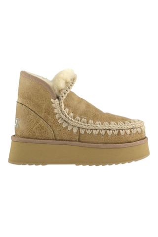 Mini Eskimo Platform Boot, Crackled Old Beige