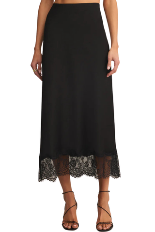 Cinder Lace Midi Skirt, Black