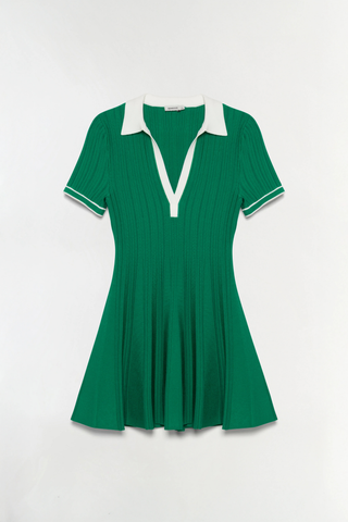 Page Knit Polo Mini Dress, Kelly Green
