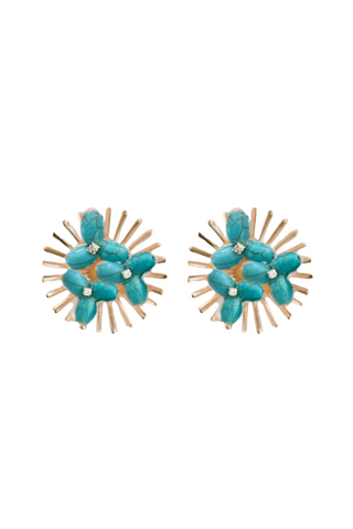 Sunburst Statement Studs, Turquoise