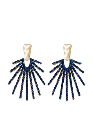 Sunburst Statement Earrings, Navy