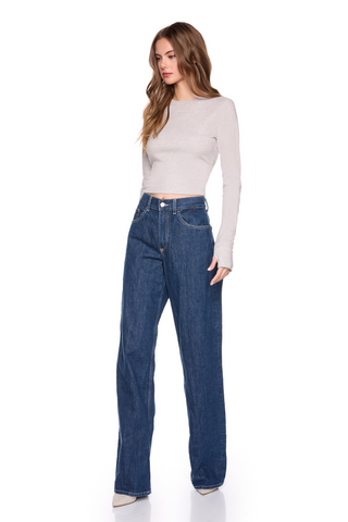 Fleece Crew Top, Sandstone