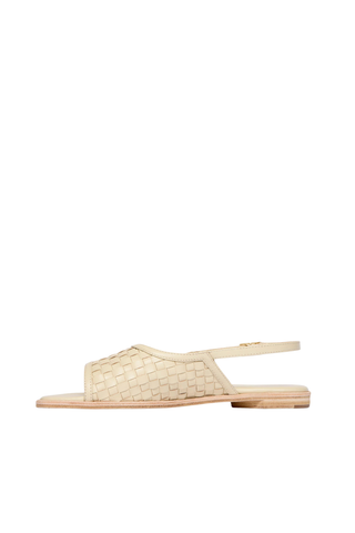 Freda Salvador Carmen Sandal Vanilla Woven leather flat sandal with ankle strap Monkee's of the West End