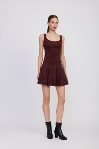 Delphine Mini Dress, Plum Brown