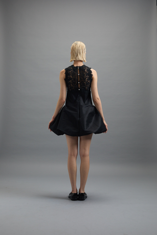 Hattie Dress, Black Taffeta
