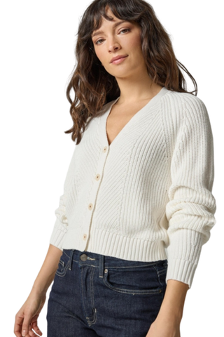 Shrunken V-Neck Cardigan, White