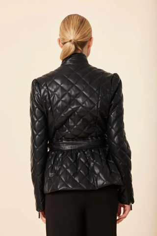 Quilted Peplum Jacket, Black