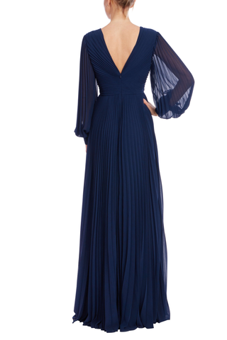 Pleated Gown, Navy