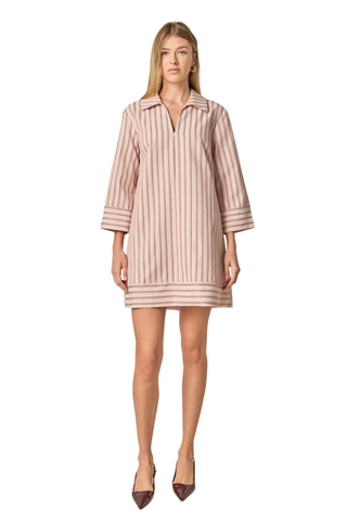 Mini Shirt Dress, Light Pink/Brown