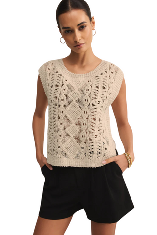 Baroque Sweater Top, Crystal