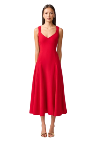 Lila Midi Dress, Crimson