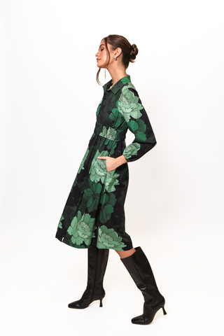 Ellora Dress, Forest Tonal Floral