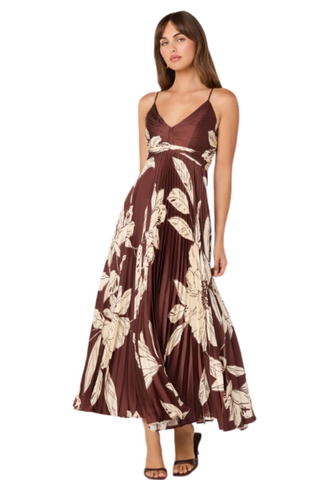 cream and brown floral dress Cream & Brown Floral Slip Dress
