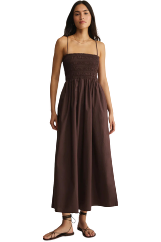 Cornelia Poplin Maxi Dress, Chocolate Cherry Monkee's of the West End Cornelia Poplin Maxi Dress, Chocolate Cherry Monkee's of the West End