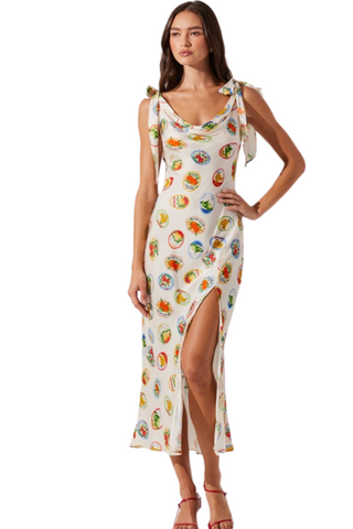 Allexina Dress, Ivory Fruit Cocktail