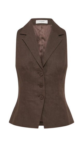 Thilda Linen Vest, Bark