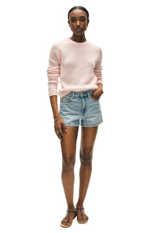 Cashmere Waffle Mesh Sweater, Pink Sand