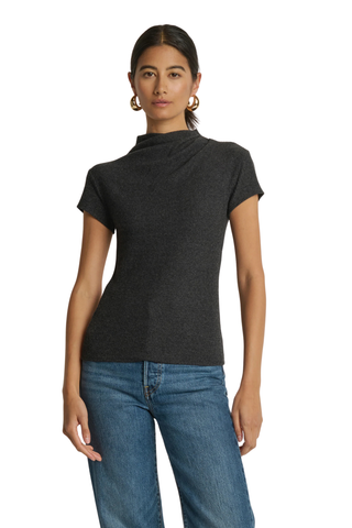 Katie Draped Top, Heather Charcoal