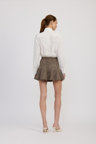 Aubrielle Mini Skirt, Tan Burgundy