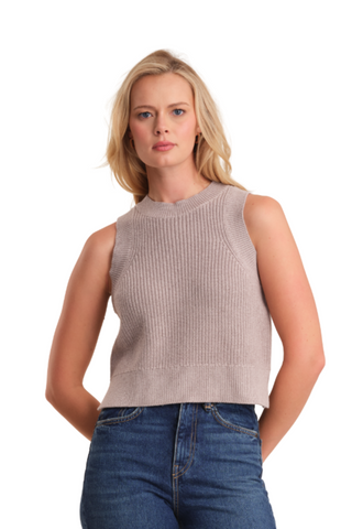 Demi Crew Tank, Taupe Heather