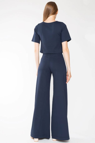Ponte Wide Leg Pant, Navy