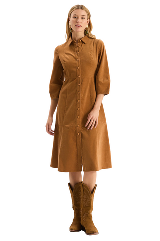 Beth Pinwhale Cord Midi, Leather Brown