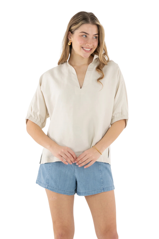 Poppy Top, Sandshell Linen