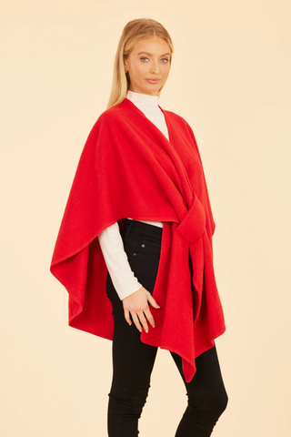 Knit Shawl Wrap, Red