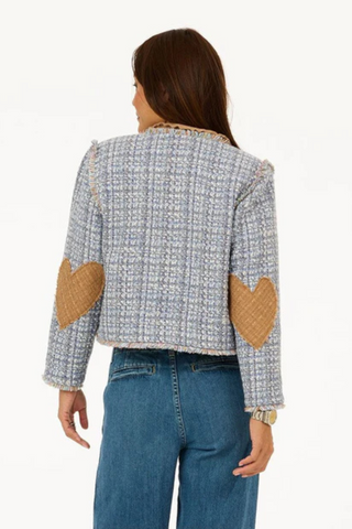 Fringe Short Jacket, Blue-Multi