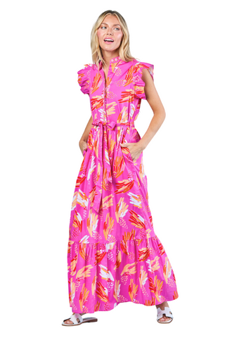 Taylor Dress, Magenta Wings