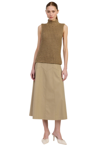 Arden Midi Skirt, Taupe Ecru