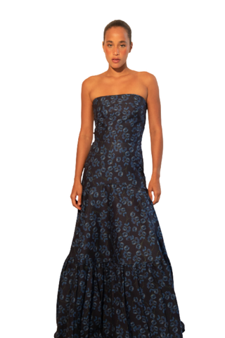 Iris Maxi Dress, Dark Blue Poppy