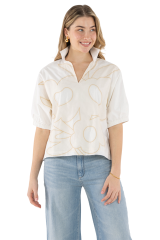 Poppy Top, Beige Bloom