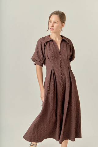 Shirt Midi Dress, Brown
