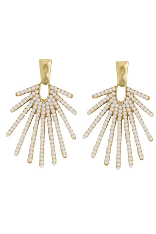 Sunburst Statement Earrings, White