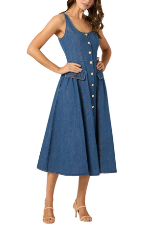 Belle Dress, Washed Denim