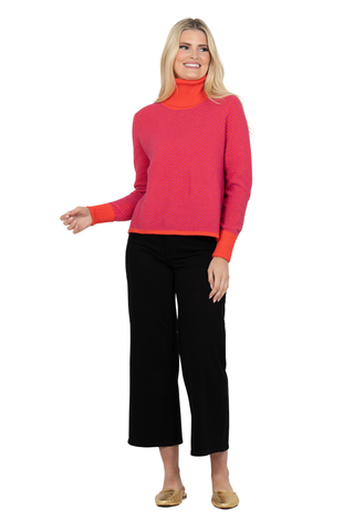 Boxy Turtleneck Sweater, Raspberry