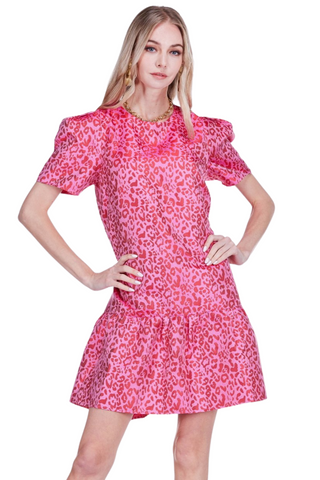 Flounce Dress, Berry Leopard